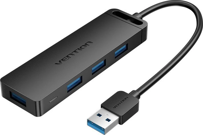 Vention USB 3.0 4 prievadų šakotuvas su maitinimo adapterio ventiliacija CHLBD 0.5 m, juodas