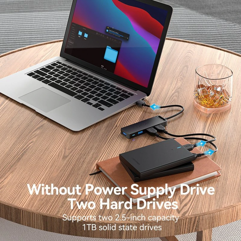 Vention USB 3.0 4 prievadų šakotuvas su maitinimo adapterio ventiliacija CHLBD 0.5 m, juodas