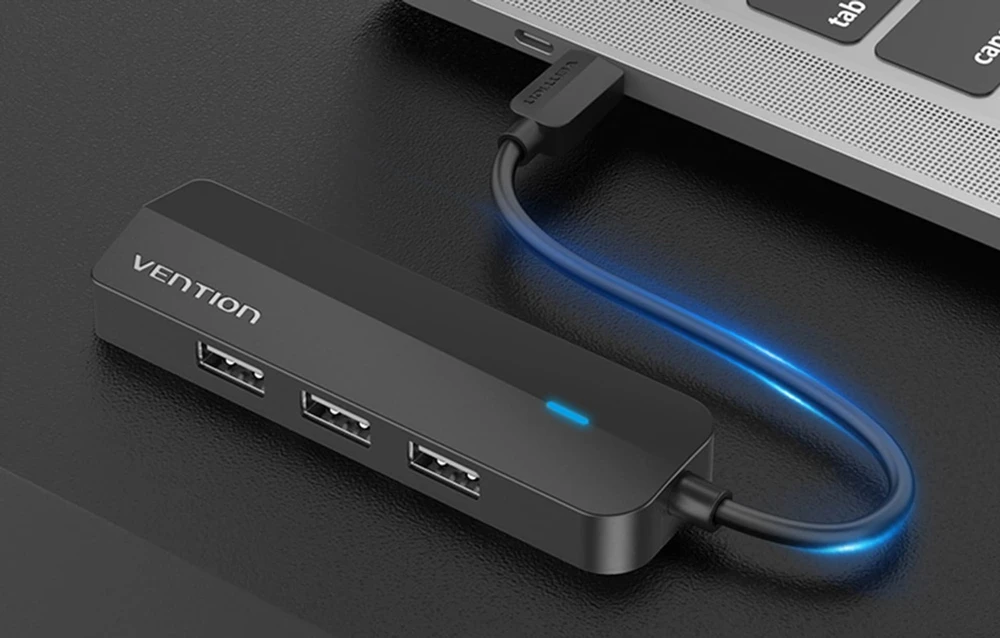 USB-C iki 3x USB 2.0, RJ45, Micro-B Hub Vention TGOBB 0.15m, juodas