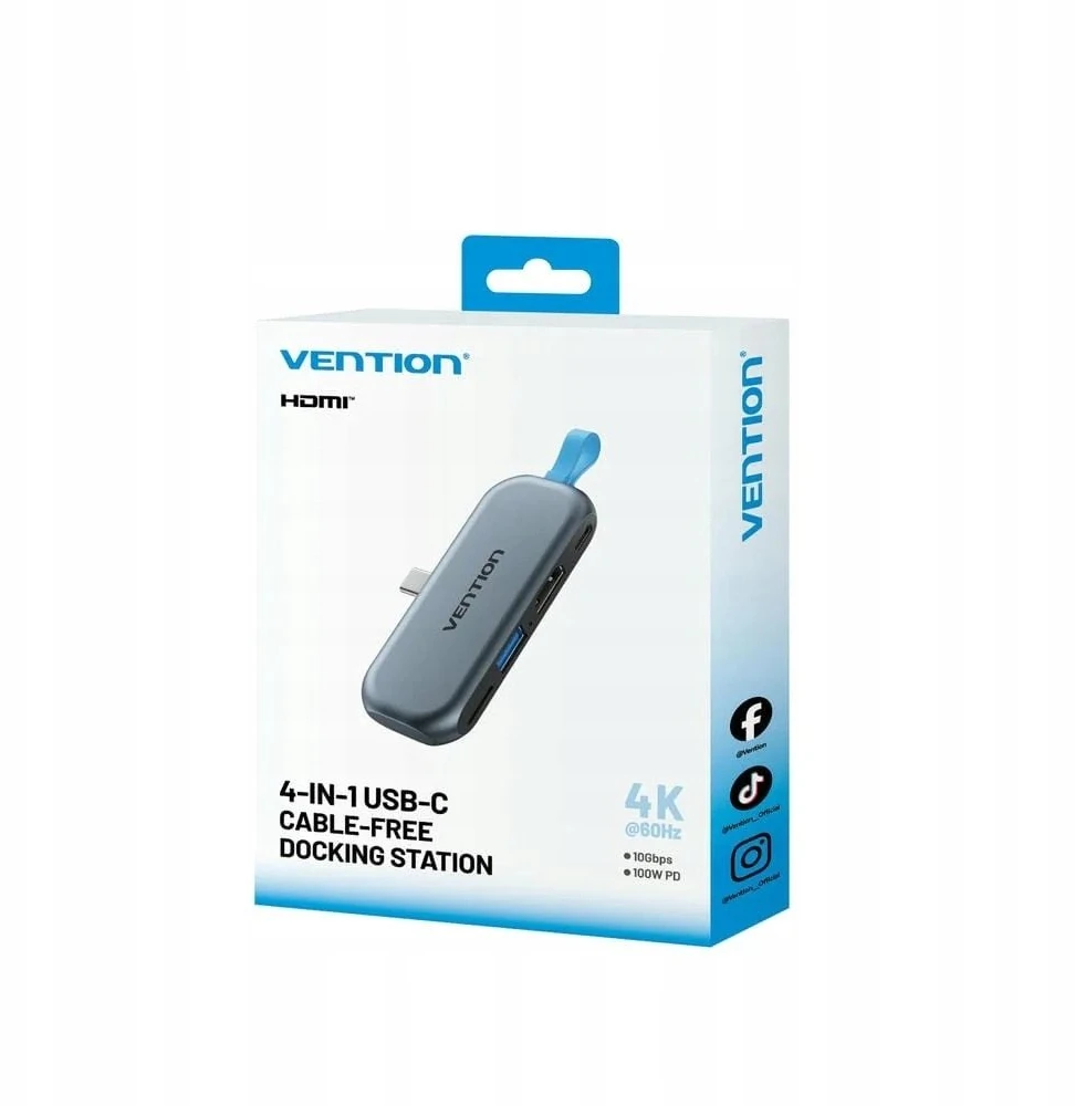 Vention USB-C 4w1 | 4K@60Hz | 100W PD | bez kabla