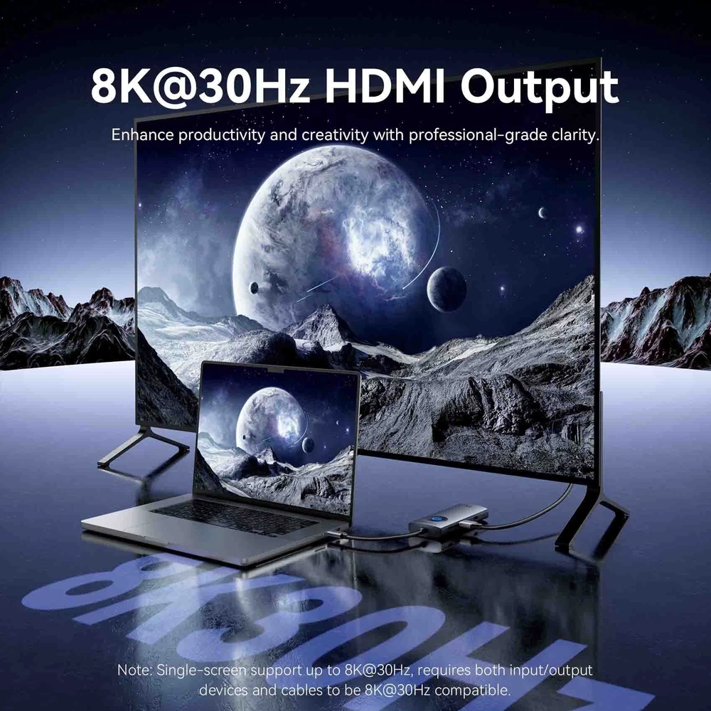 Vention USB-C 6w1 | 8K@30Hz | 100W PD | LED