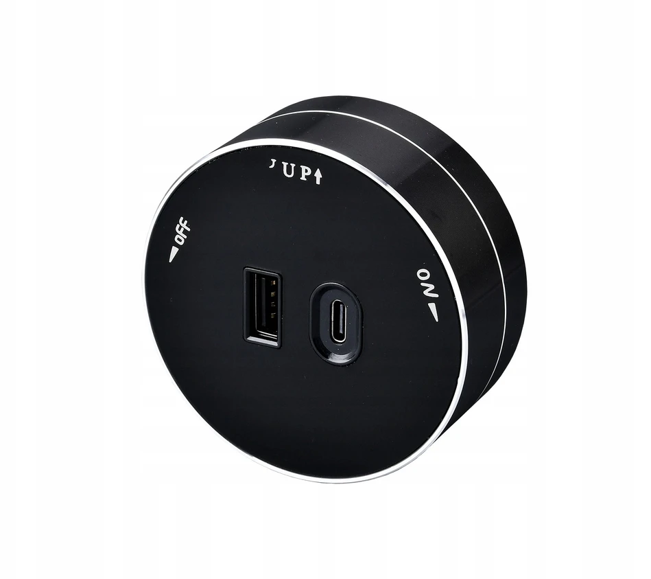 Viking USB šakotuvo modulis A60, 1x USB-A, 1x USB-C, PD, juodas
