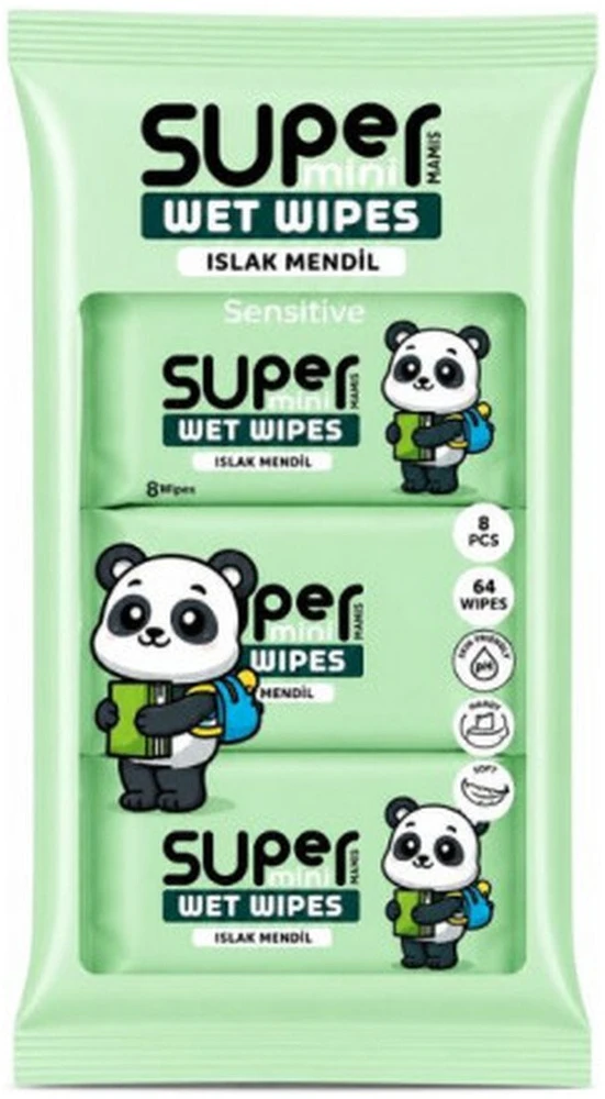 Huggies Super mini servetėlės nawilżane Panda, 8x8 vnt