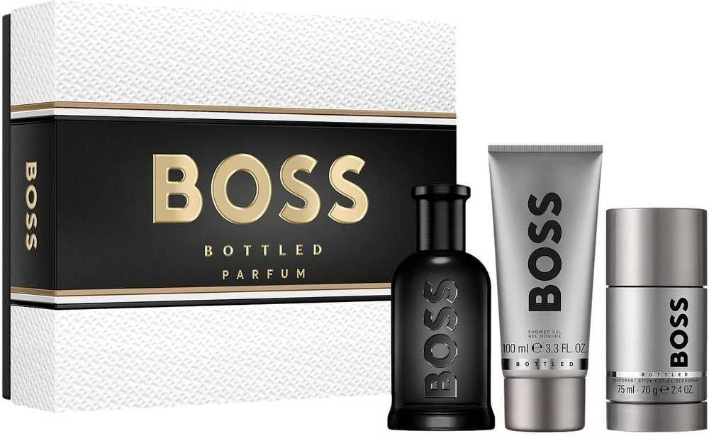 Hugo Boss BOSS Bottled Parfum Giftset rinkinys vyrams (PP kvepalai, 100 ml + dezodorantas, 75 ml + dušo želė, 100 ml)