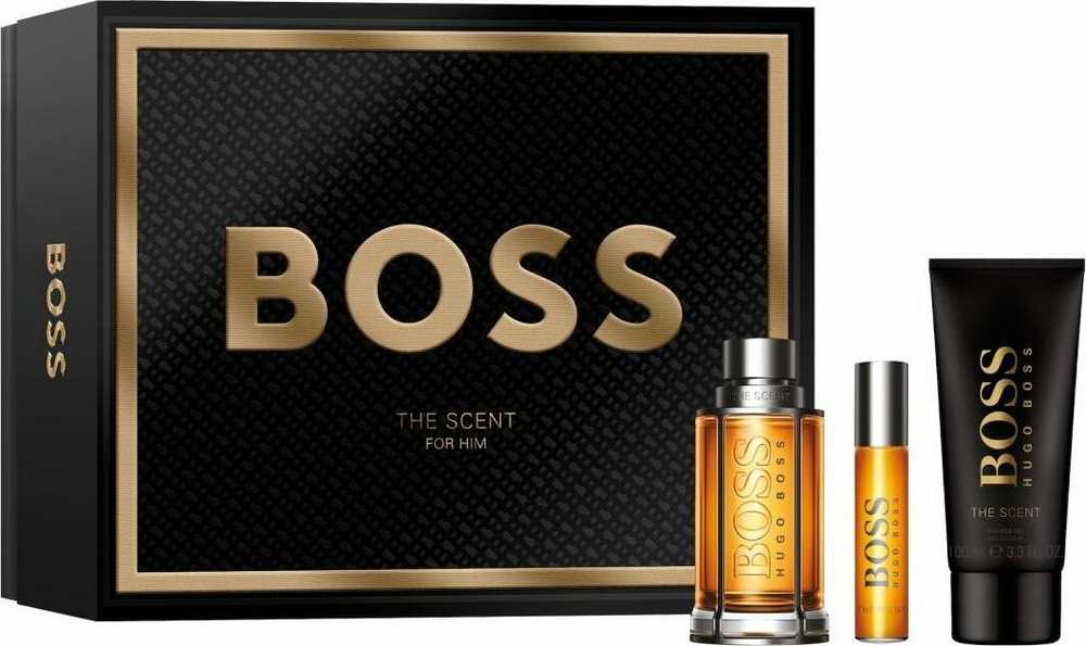 HUGO BOSS Boss The Scent rinkinys vyrams (EDT, 100 ml + EDT, 10 ml + dušo želė, 100 ml)