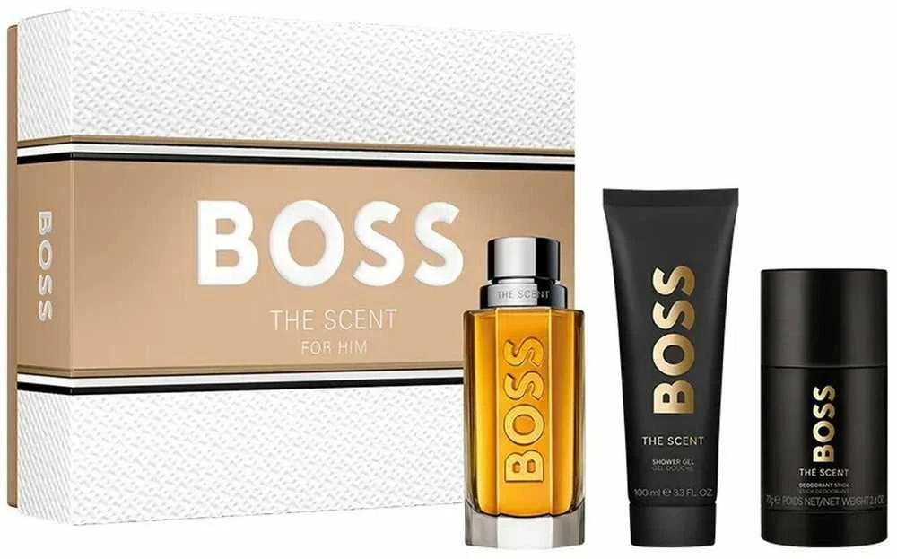 HUGO BOSS Boss The Scent rinkinys vyrams (EDT, 100 ml + dušo želė, 100 ml + dezodorantas, 75 ml)