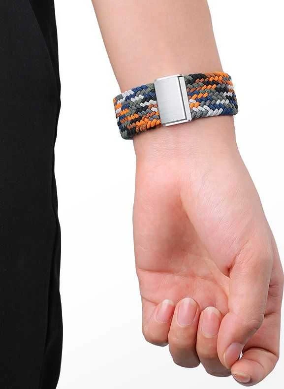 Dėklas Hurtel Braided Medžiaginė Apyrankė Bracelet Apyrankė Medžiaginė Band skirta Apple Watch 42 / 44 / 45 / 49 mm - juodos spalvos