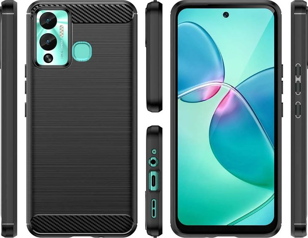 Hurtel Carbon Infinix Hot 12 Play NFC / Hot 12 Play flexible silikoninis carbon dėklas telefonui juodos spalvos