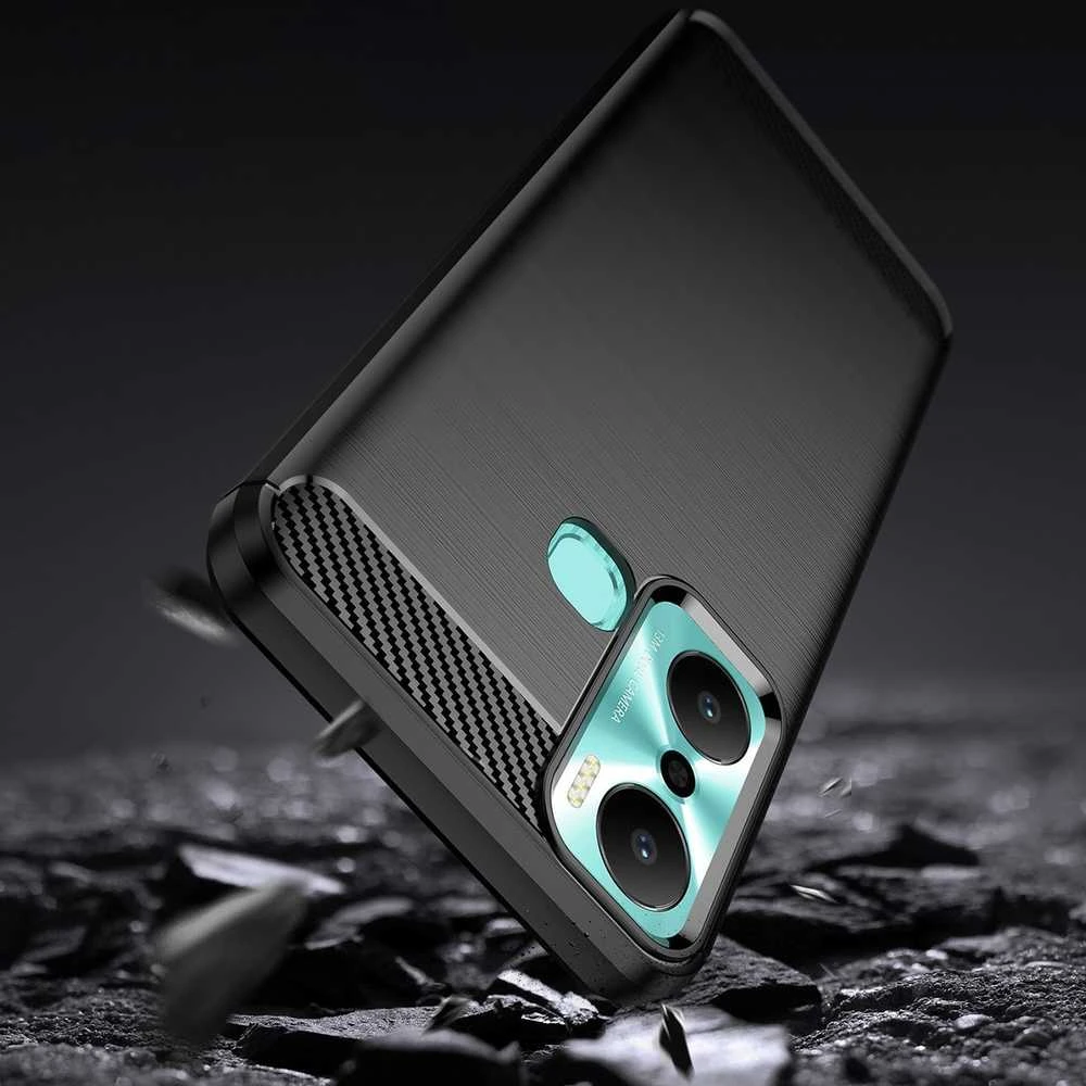 Hurtel Carbon Infinix Hot 20 Play flexible silikoninis carbon dėklas telefonui juodos spalvos
