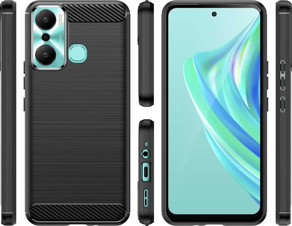 Hurtel Carbon Infinix Hot 20 Play flexible silikoninis carbon dėklas telefonui juodos spalvos