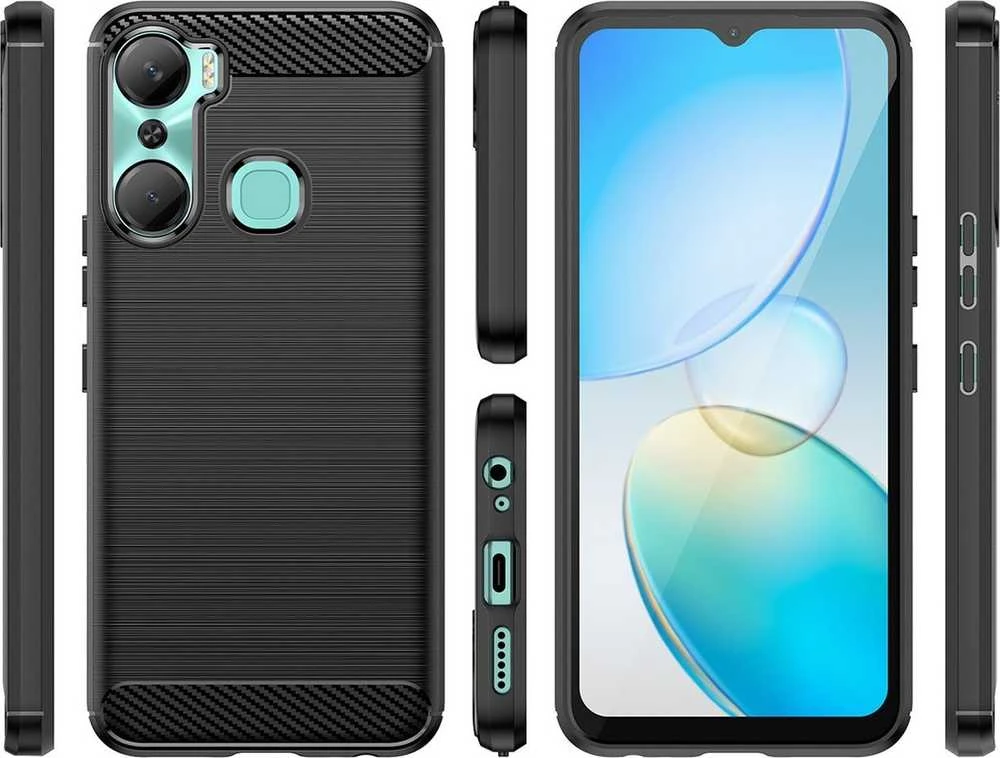 Hurtel Carbon Infinix Hot 12 Pro flexible silikoninis carbon dėklas telefonui juodos spalvos