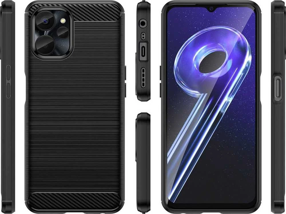 Carbon Realme 10 5G / Realme 9i 5G Flexible silikoninis Carbon dėklas telefonui juodos spalvos