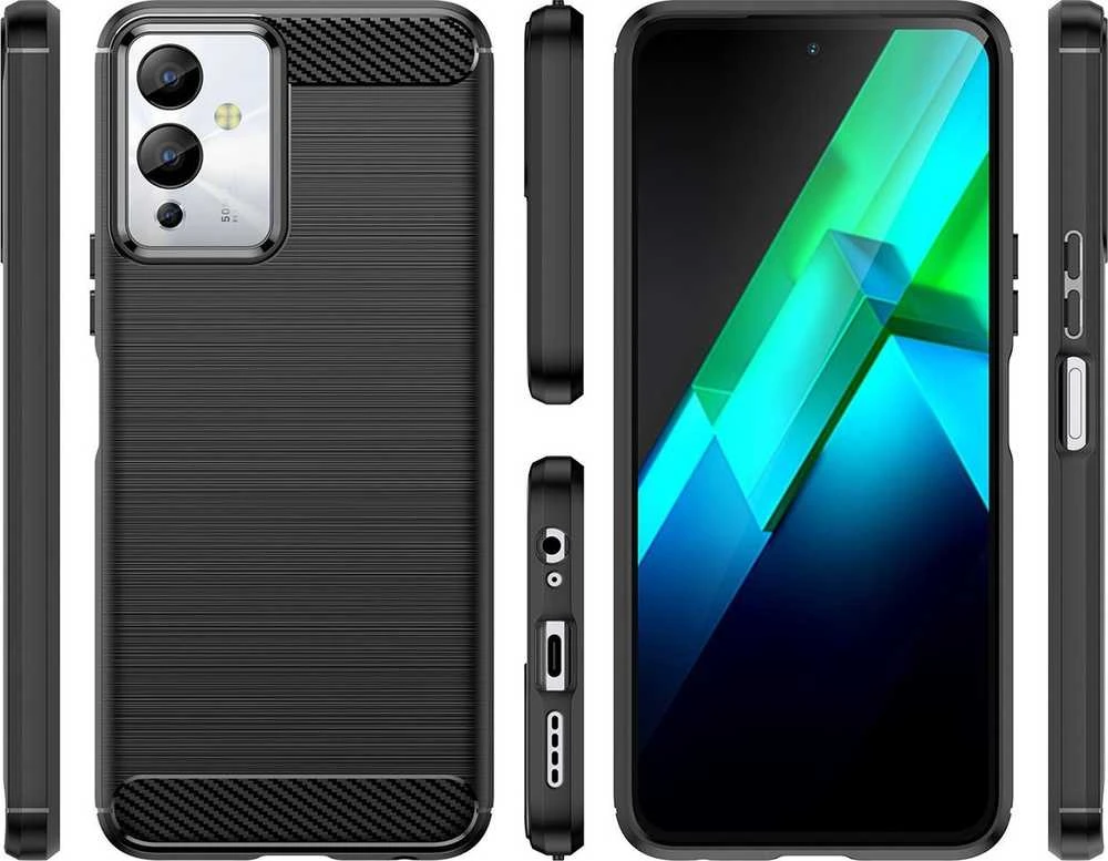 Hurtel Carbon Infinix Note 12i flexible silikoninis carbon dėklas telefonui juodos spalvos