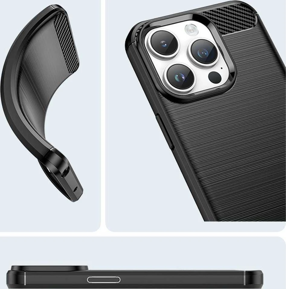 Hurtel Carbon Apple iPhone 14 Pro flexible gel back dėklas telefonui juodos spalvos