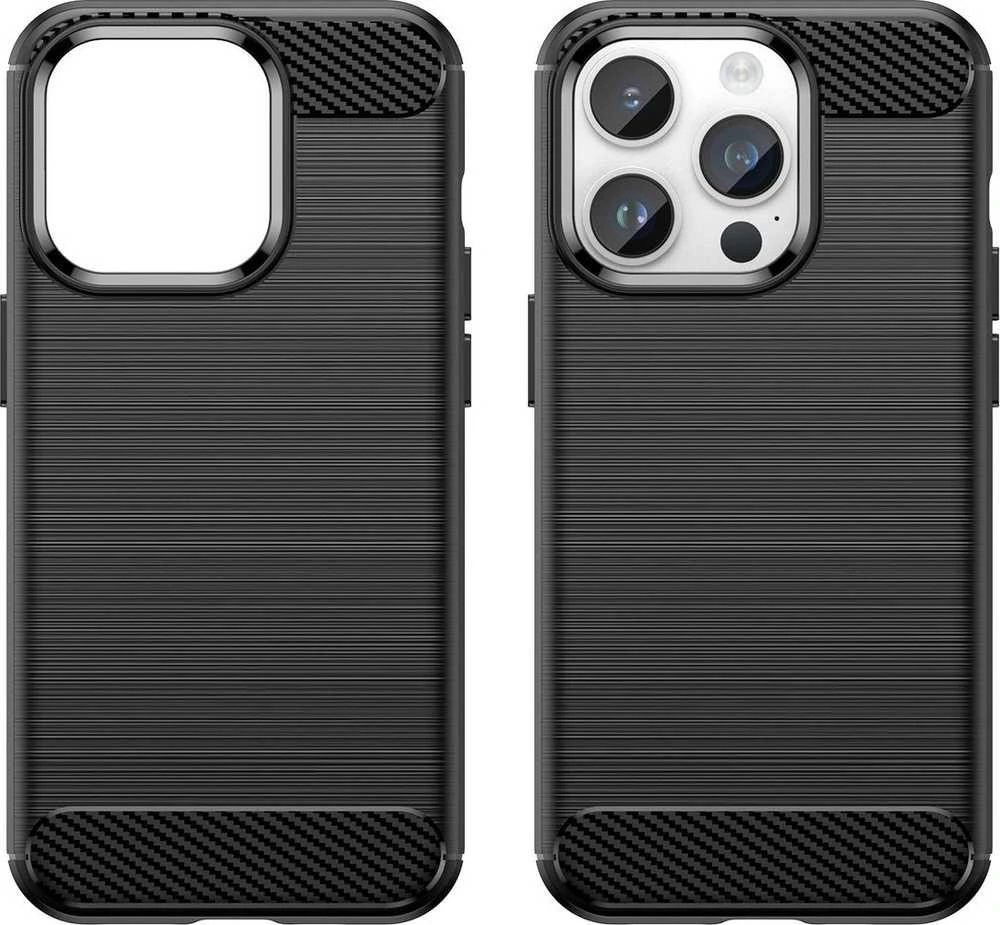Hurtel Carbon Apple iPhone 14 Pro flexible gel back dėklas telefonui juodos spalvos