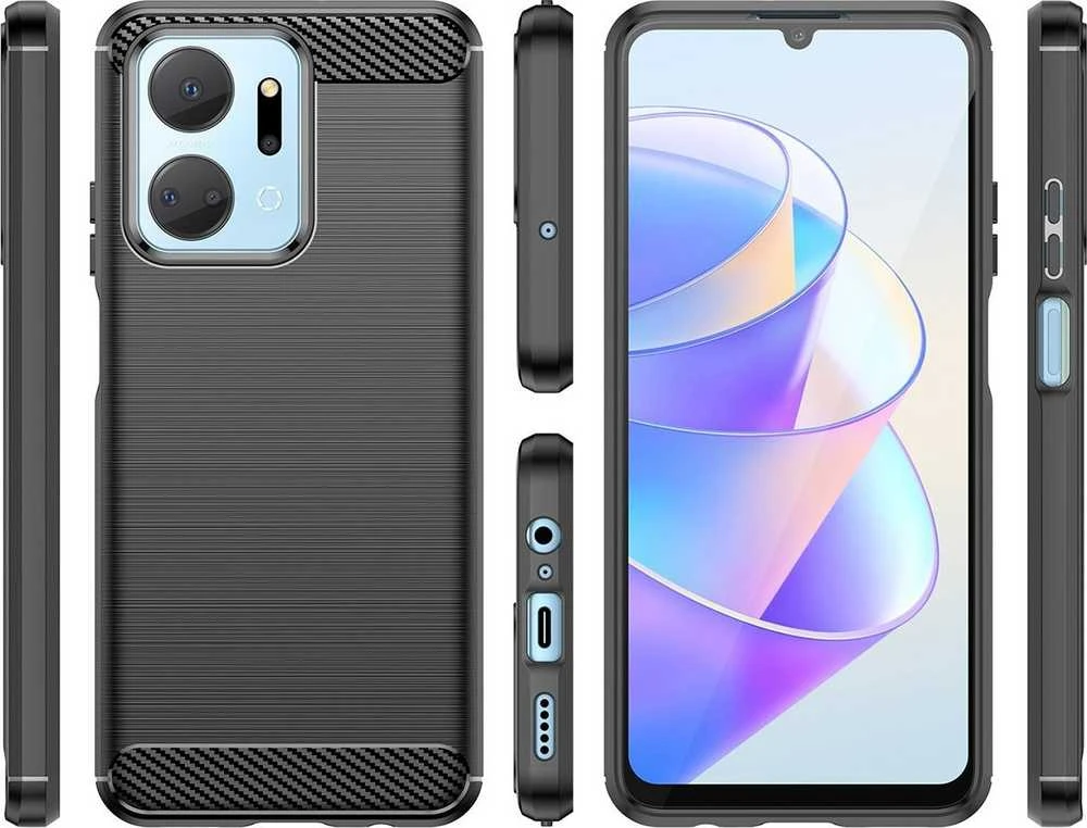 Telefono dėklas Hurtel Carbon Case silicone, skirtas Honor Play 40 Plus / Honor X7a
