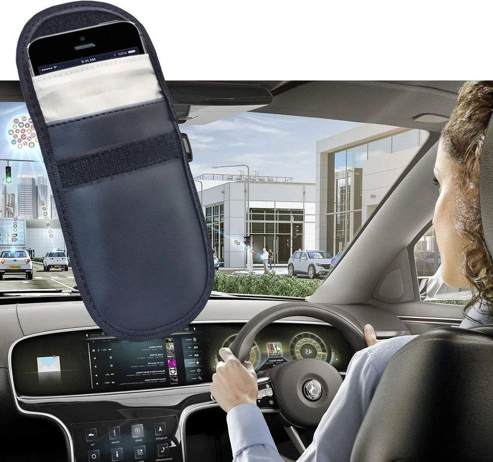 Hurtel Dėklas automobilio rakteliai nuo vagysčių Faraday narvas 14x10cm juoda