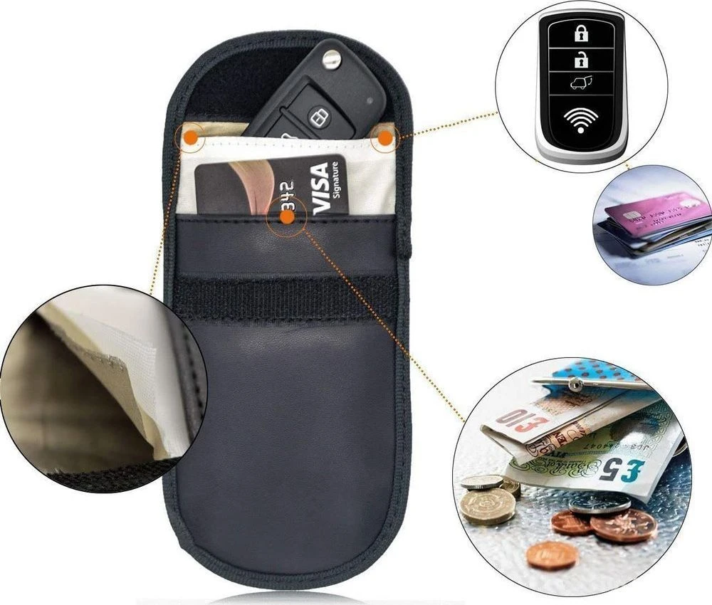 Hurtel Dėklas automobilio rakteliai nuo vagysčių Faraday narvas 14x10cm juoda