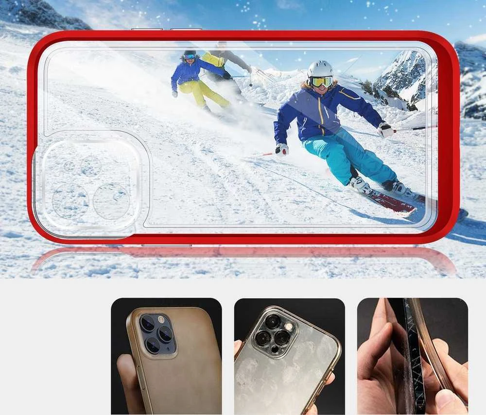 Hurtel Clear dėklas skirtas iPhone 12, raudonas