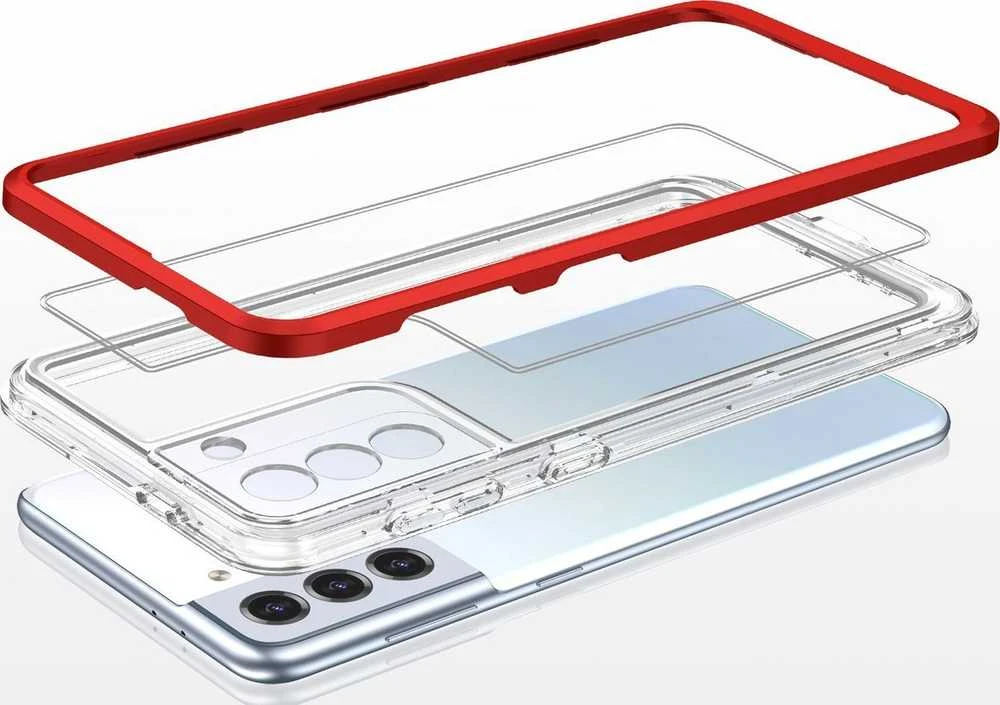 Hurtel Clear dėklas skirtas Samsung Galaxy S23 +, raudonas