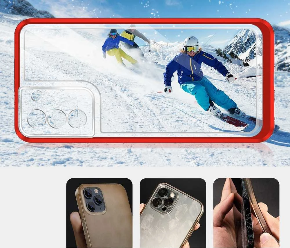 Hurtel Clear dėklas skirtas Samsung Galaxy S23 +, raudonas