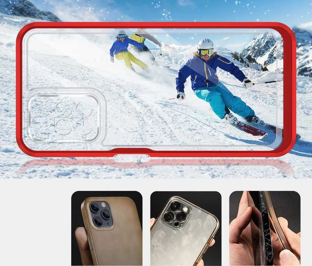Hurtel Clear dėklas skirtas Xiaomi Redmi 10, raudonas
