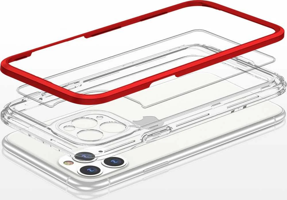 Hurtel Clear dėklas skirtas iPhone iPhone 11 Pro Max, raudonas