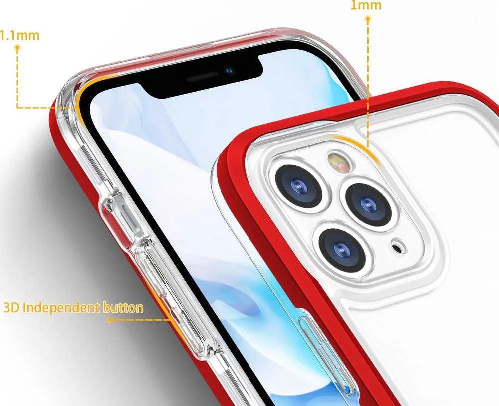 Hurtel Clear dėklas skirtas iPhone iPhone 11 Pro Max, raudonas