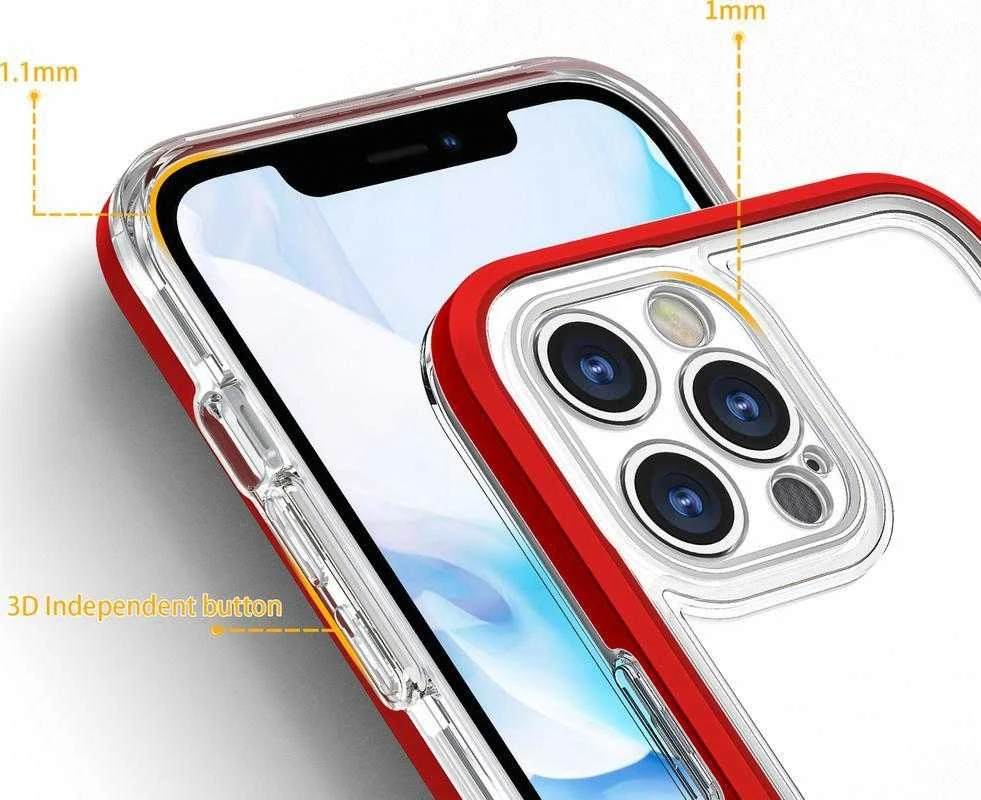 Hurtel Clear dėklas skirtas iPhone 12 Pro Max, raudonas
