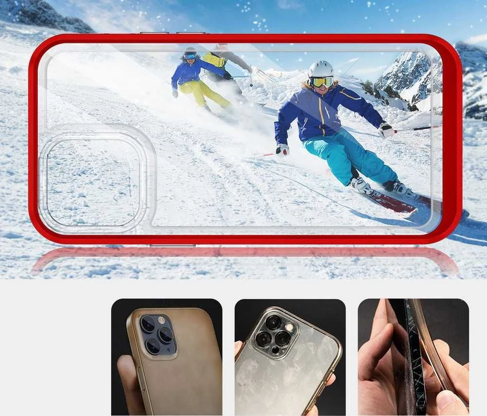 Hurtel Clear dėklas skirtas iPhone 13 Pro Max, raudonas
