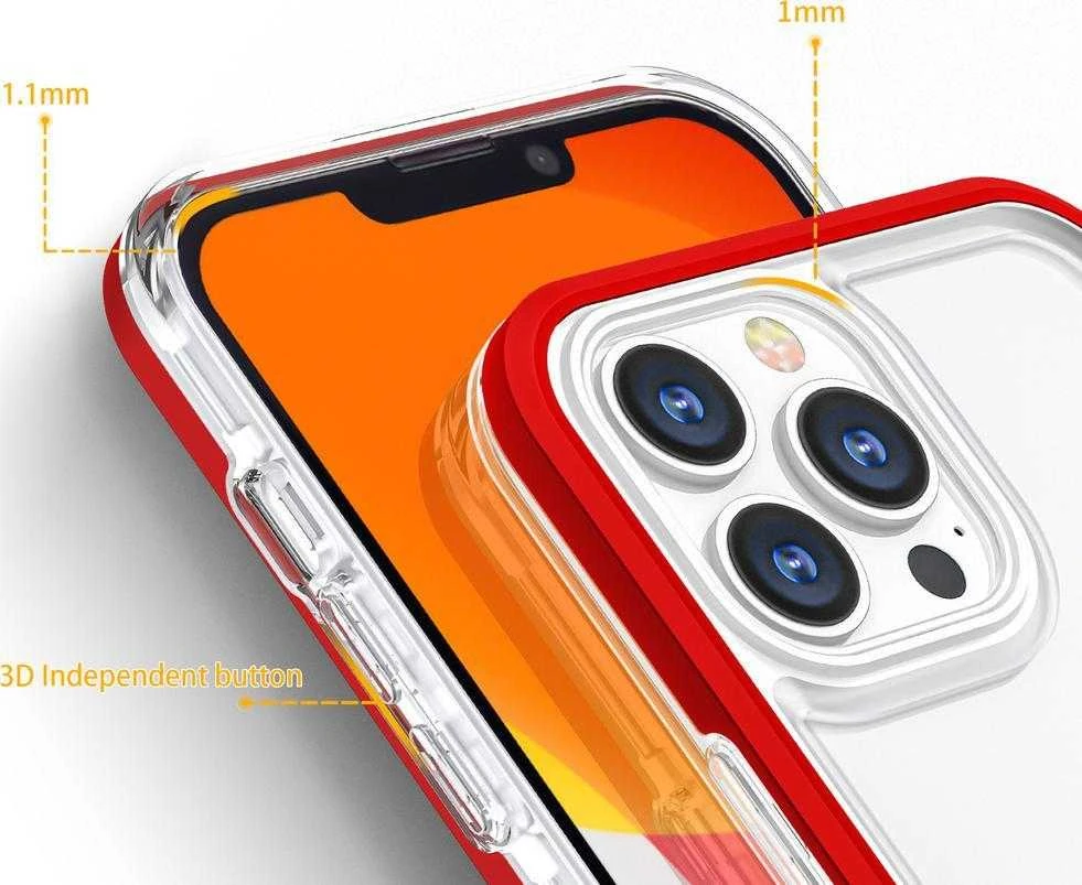Hurtel Clear dėklas skirtas iPhone 13 Pro Max, raudonas