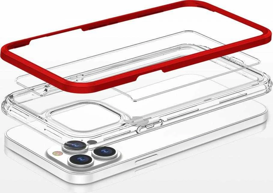 Hurtel Clear dėklas skirtas iPhone 13 Pro Max, raudonas