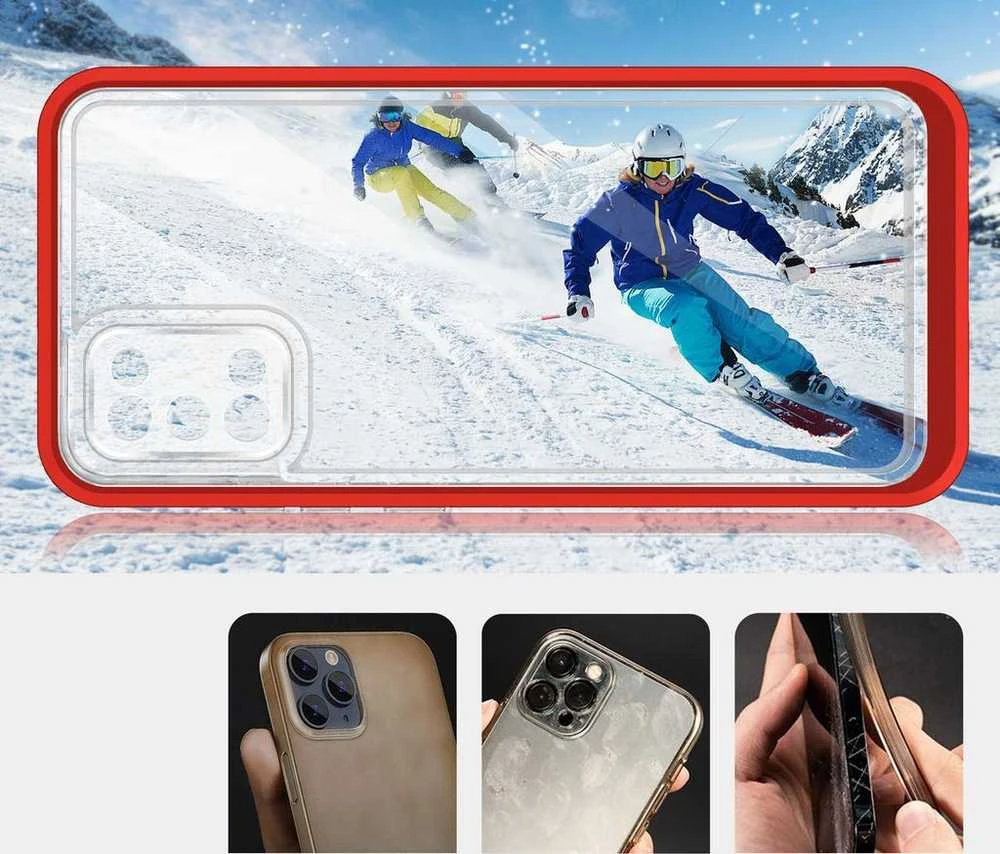 Hurtel Clear dėklas skirtas Samsung Galaxy A03s (166), raudonas