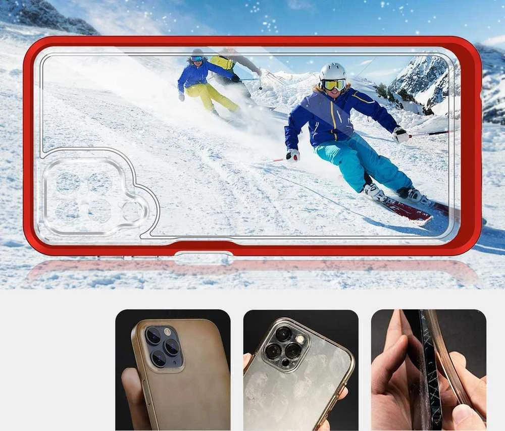 Hurtel Clear dėklas skirtas Samsung Galaxy A22 4G, raudonas