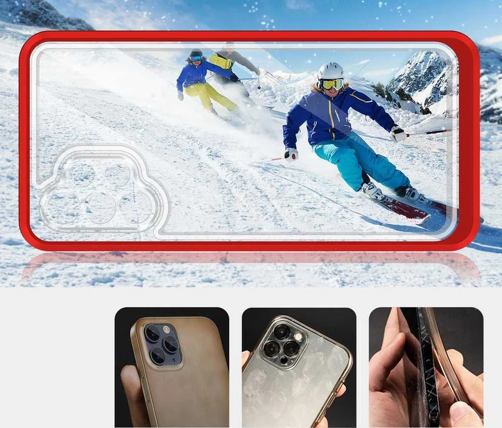 Hurtel Clear dėklas skirtas Samsung Galaxy A32 5G, raudonas