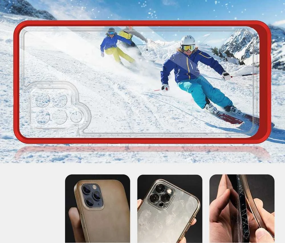 Hurtel Clear dėklas skirtas Samsung Galaxy A42 5G, raudonas