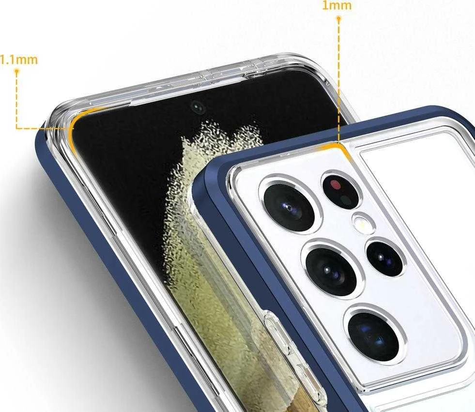 Hurtel Clear dėklas skirtas Samsung Galaxy S22 Ultra, mėlynas