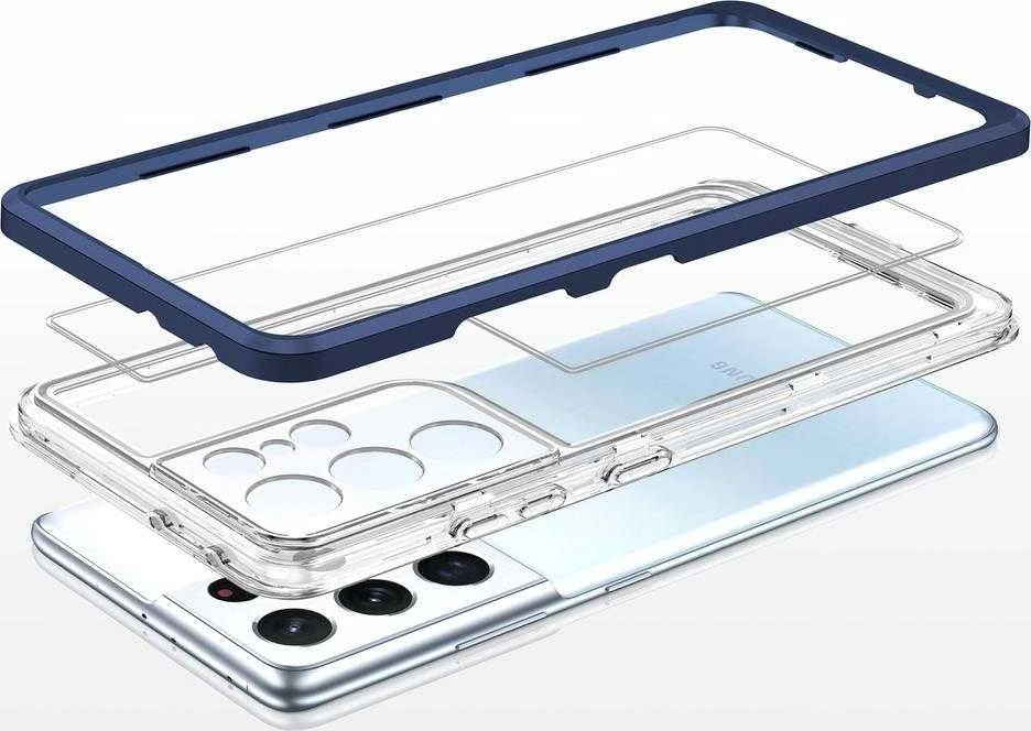 Hurtel Clear dėklas skirtas Samsung Galaxy S22 Ultra, mėlynas