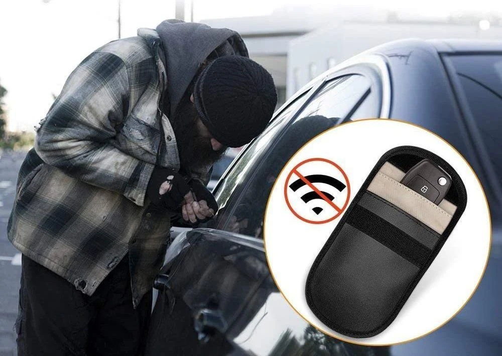 Hurtel Dėklas automobilio rakteliai nuo vagysčių Faraday narvas 14x10cm juoda