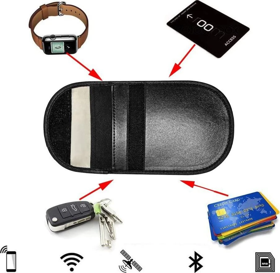 Hurtel Dėklas automobilio rakteliai nuo vagysčių Faraday narvas 14x10cm juoda