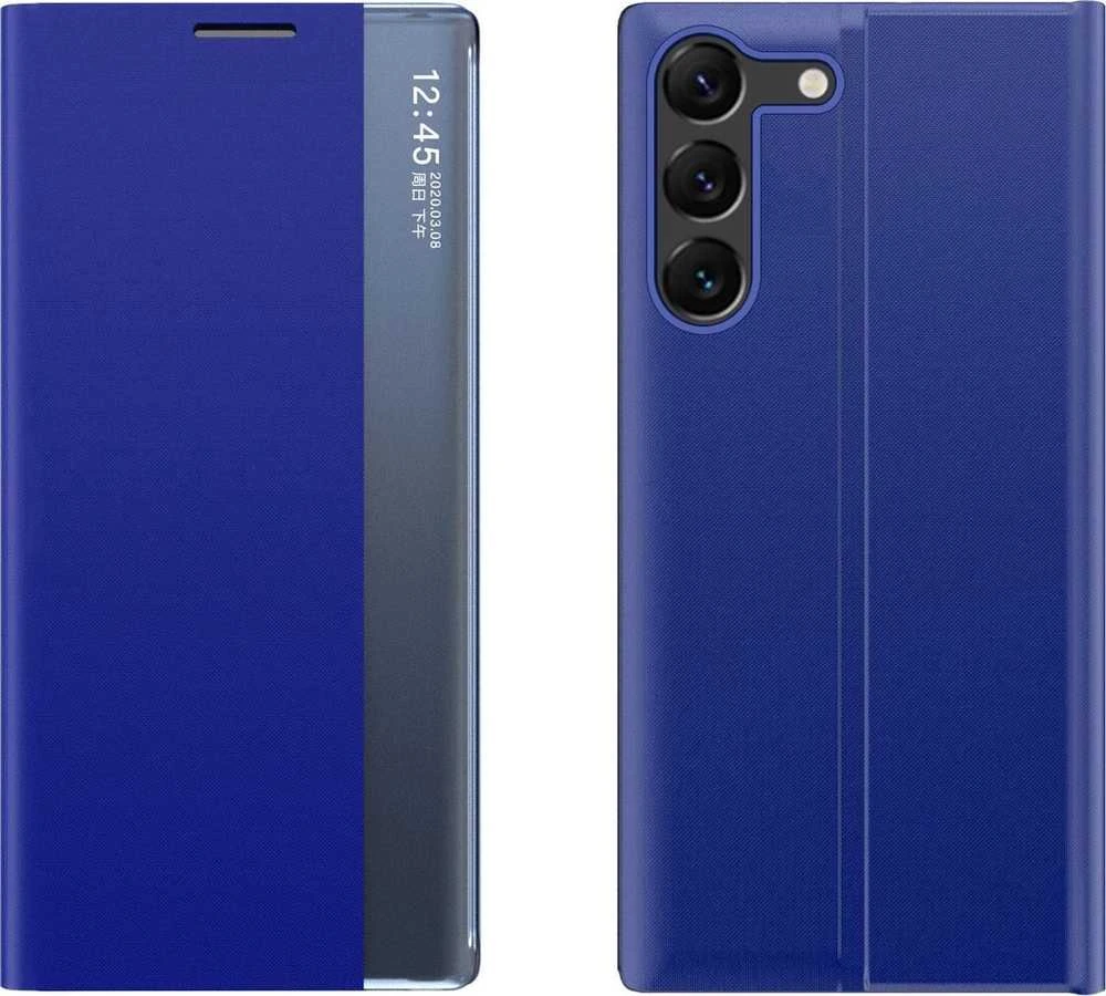 Hurtel Dėklas dėklas Samsung S24+ su magnetiniu atvartu New Sleep View Case mėlyna
