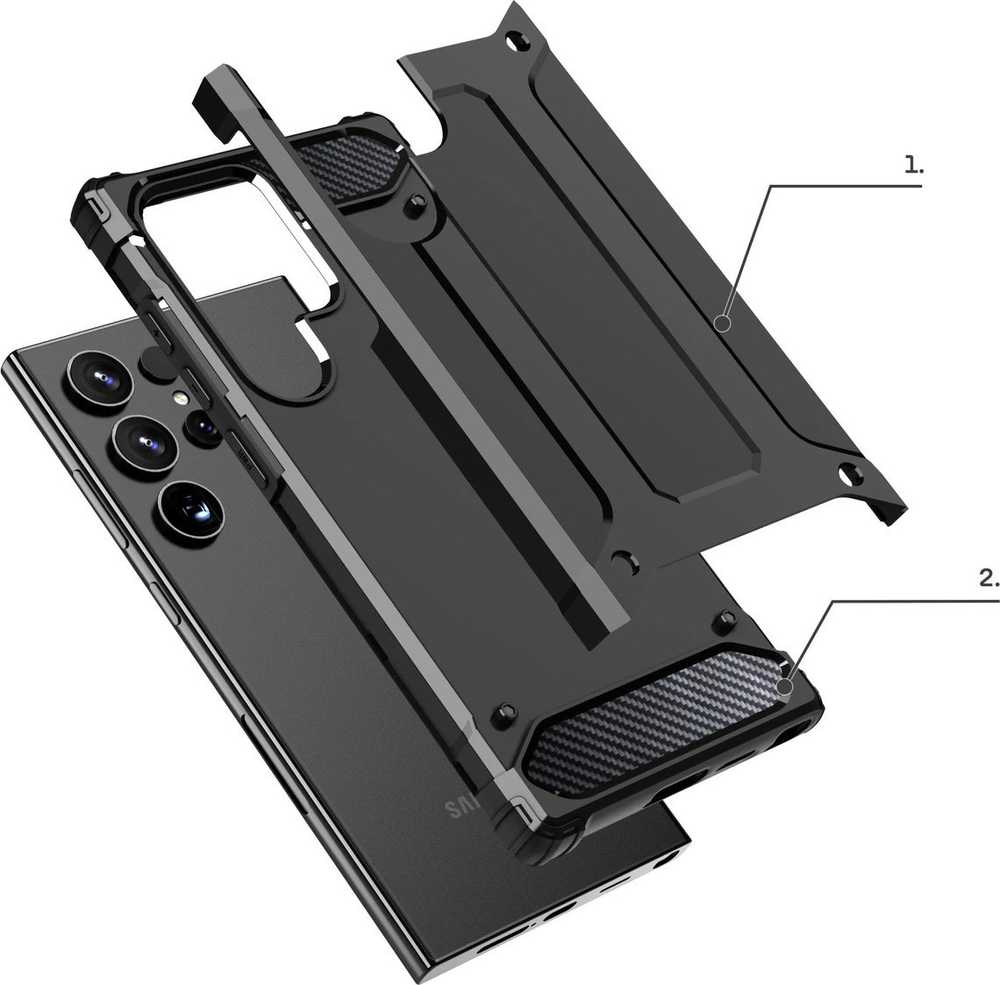 Hurtel Dėklas šarvuotas sustiprintas Samsung Galaxy S24 Ultra Hybrid Armor juoda
