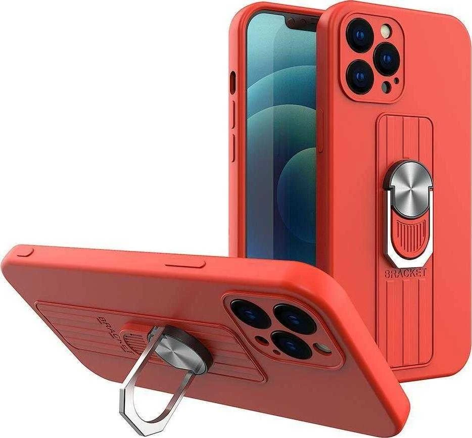 Hurtel Ring silikoninis dėklas skirtas Xiaomi Poco M4 Pro 5G, raudonas
