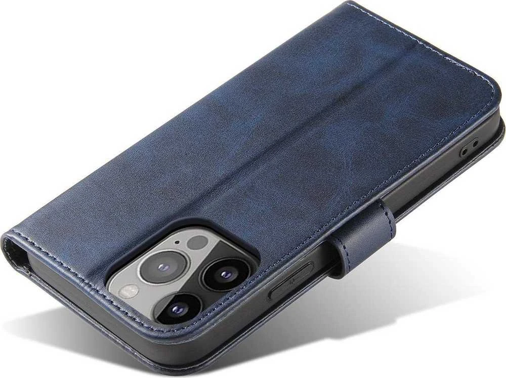 Hurtel Wallet su stoveliu Apple iPhone 15 Plus Magnet – dėklas telefonui mėlynos spalvos