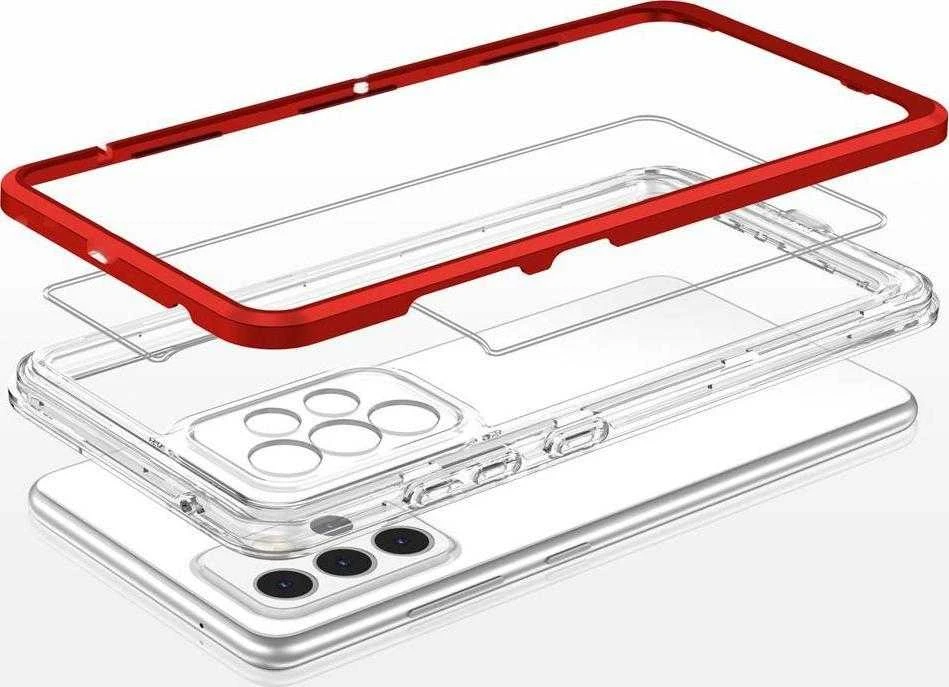 Hurtel Clear dėklas skirtas Samsung Galaxy A13 5G, raudonas