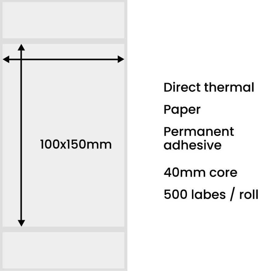 Hurtel PIECES Terminės etiketės 100x150mm (500 vnt.) - baltos