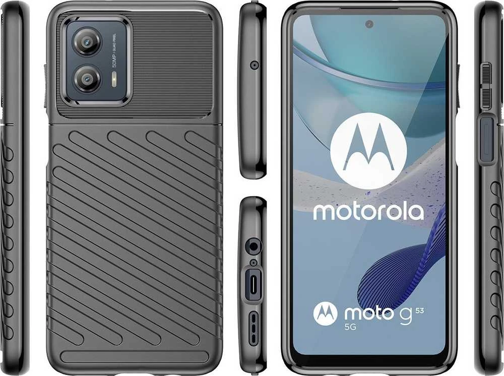 Hurtel Thunder Motorola Moto G53 silikoninis armor dėklas telefonui juodos spalvos