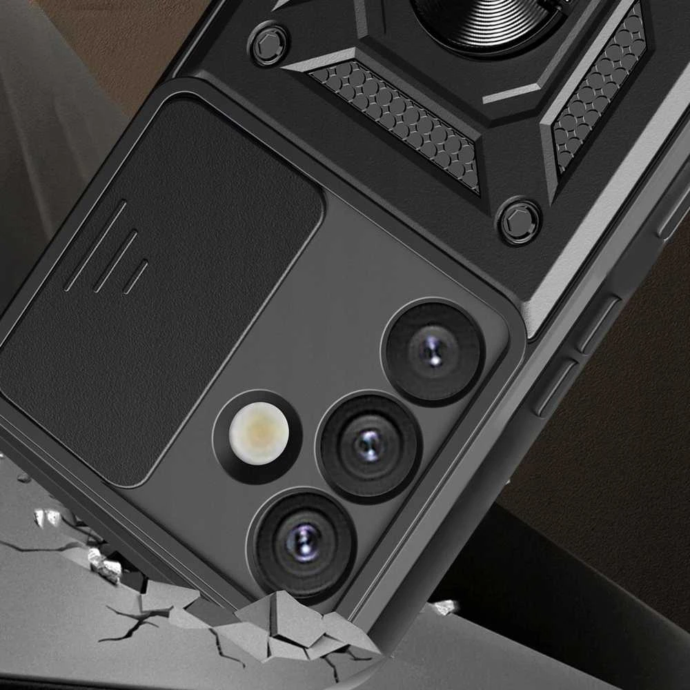 Hurtel Hybrid Armor Camshield Samsung Galaxy S25 – dėklas telefonui juodos spalvos