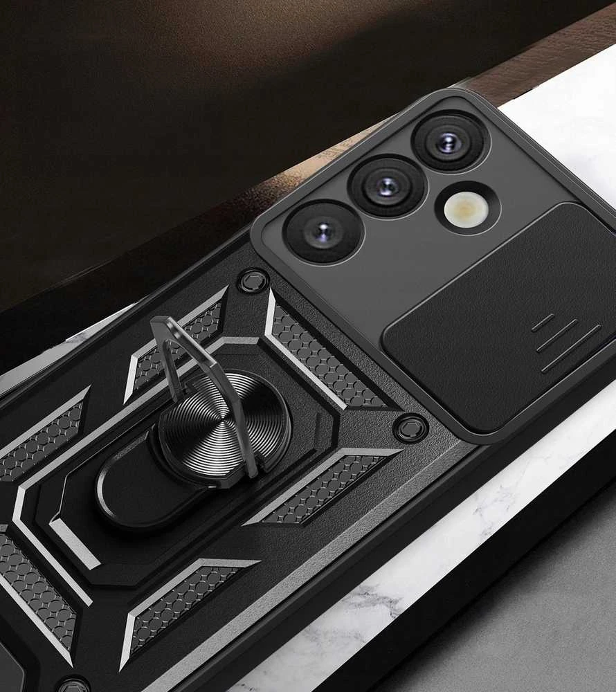 Hurtel Hybrid Armor Camshield Samsung Galaxy S25 – dėklas telefonui juodos spalvos