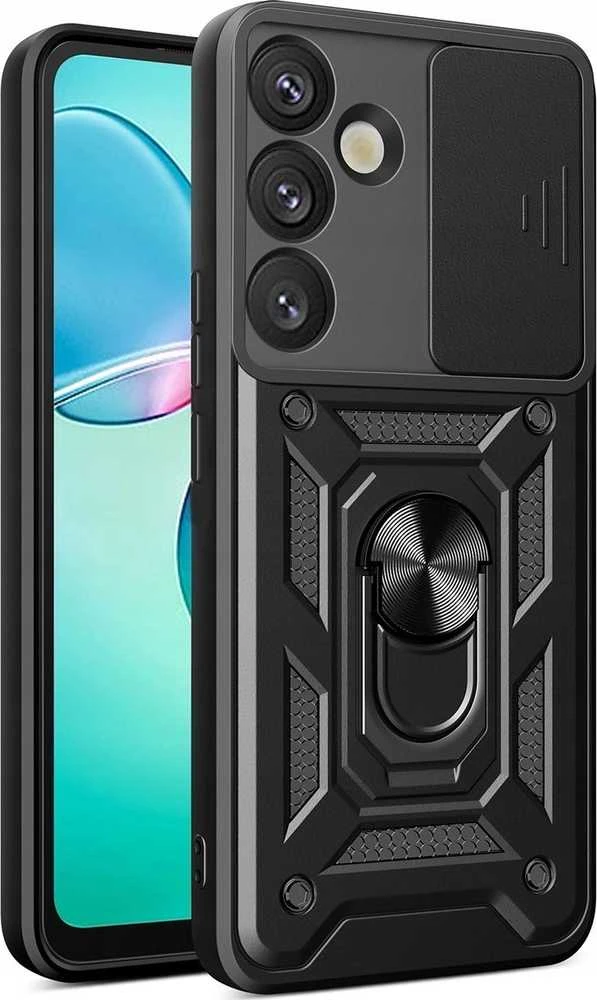 Hurtel Hybrid Armor Camshield Samsung Galaxy S25 – dėklas telefonui juodos spalvos